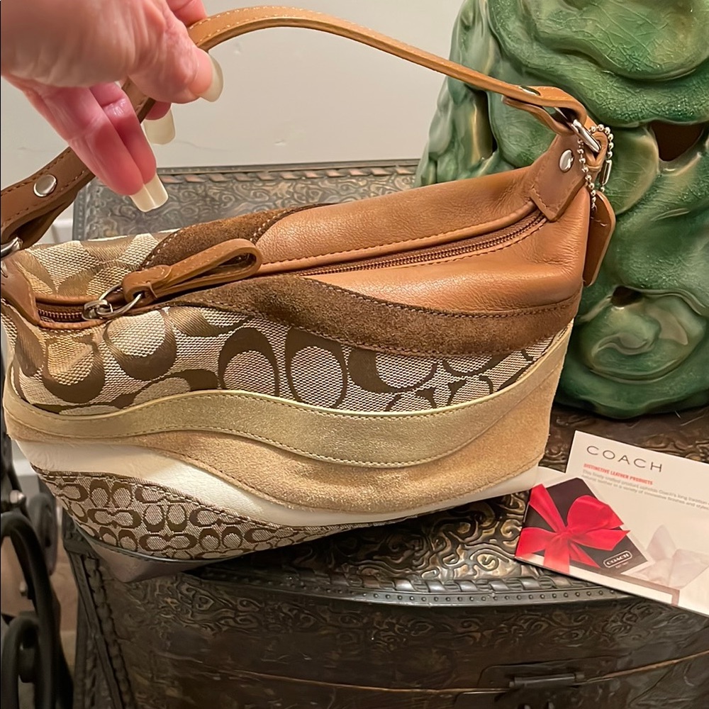 !!EUC!! Rare Y2K Coach Wave Brown and Tan Demi Mini with Monogram Design!! - Picture 5 of 7